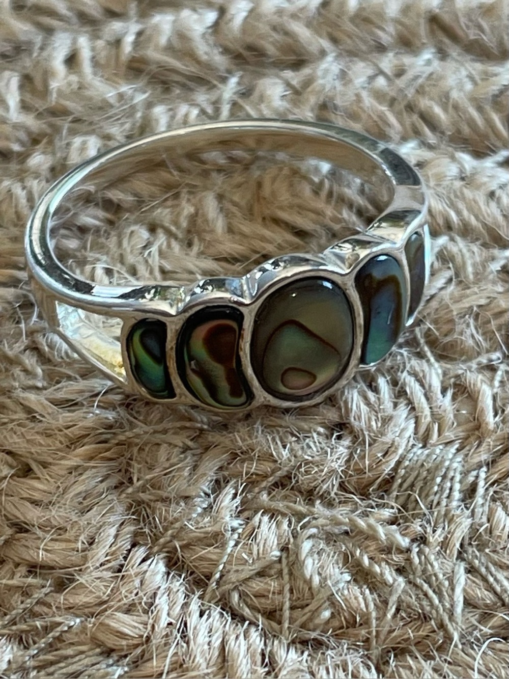 Vintage Abalone 925 Sterling Ring Artesian Design Womens 11